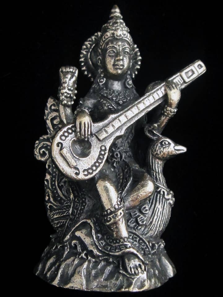 Tika - Wholesale Sculpture - Brass Deity Statuette - Large - Saraswati