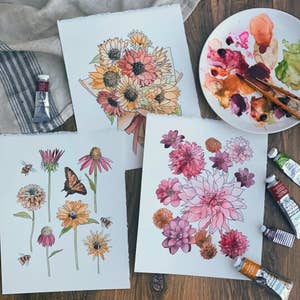 Wholesale Watercolor Painting Kit, Spring Florals , Beginner Skill for your  store - Faire