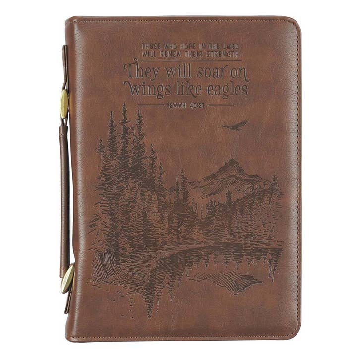Bible Cover Classic Brown Wings Like Eagles Isa. 40:31 for wholesale by Christian Art Gifts