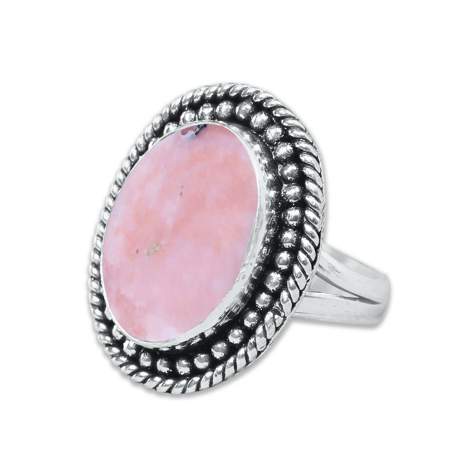 Handmade Jewels - Wholesale Cocktail/Statement Ring - Pink Opal Rings – Handmade, Silver-Plated, Assorted Boho Designs (US Sizes 6–10, Made to Order)10