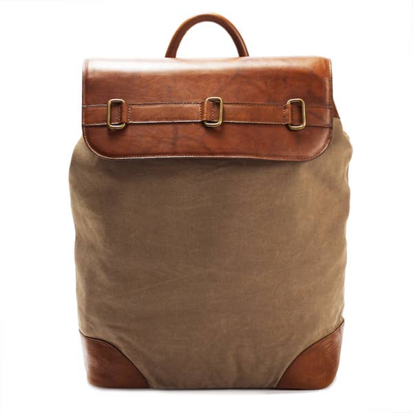 Heritage Waxed Canvas Steamer Backpack No. 2 for wholesale by Mission Mercantile Leather Goods
