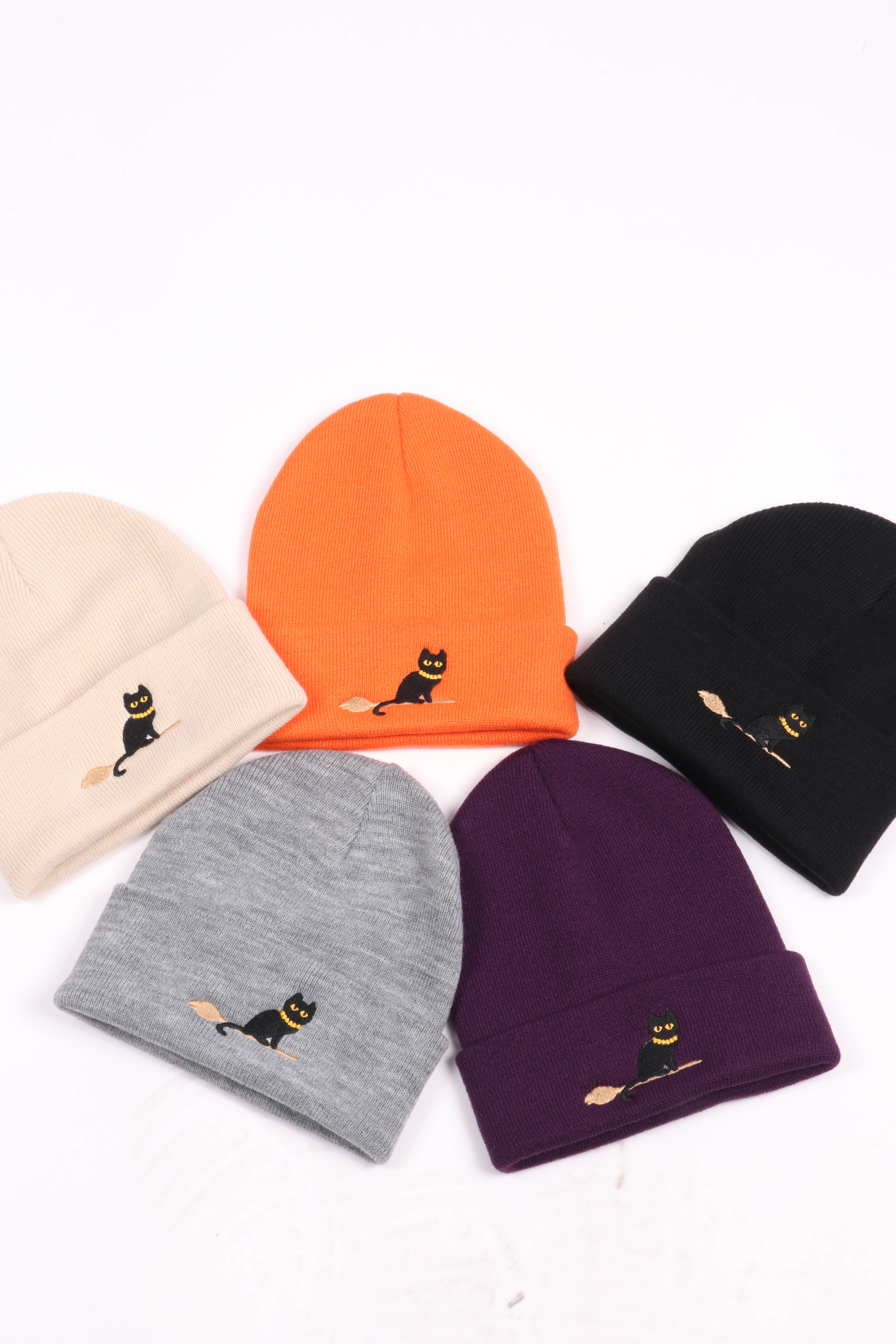 David And Young - Wholesale Beanie - Women's - Halloween Black Cat Embroidery Beanie4