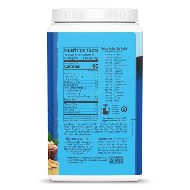 Sunwarrior - Wholesale Protein/Superfood Powder - Warrior Blend Chocolate Peanut Butter - Vegan Pea Protein