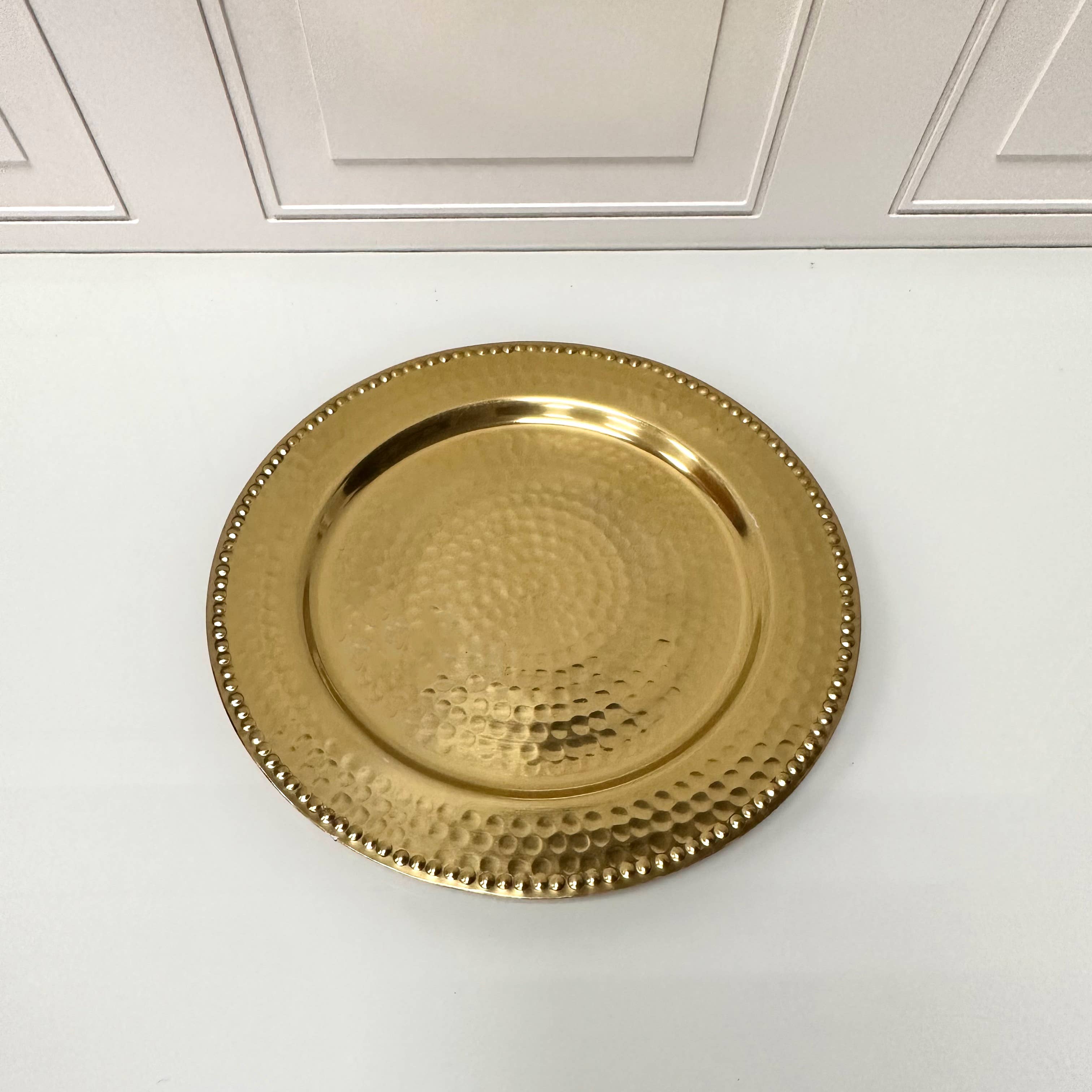 India Handicrafts Inc - Wholesale Charger - Gilded Hammered Beaded Charger3