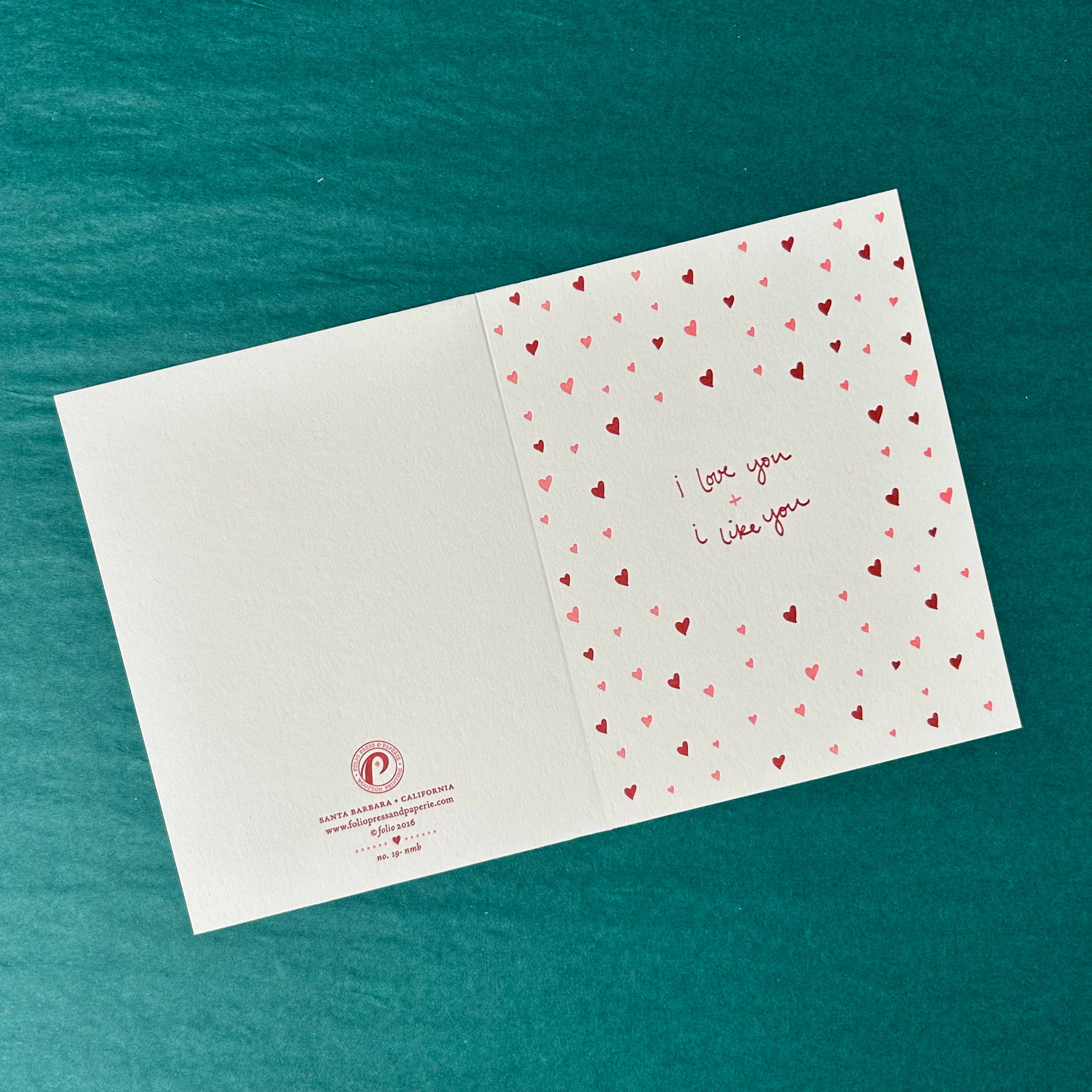 folio press & paperie - Wholesale Love Card - I Love You And I Like You Card1