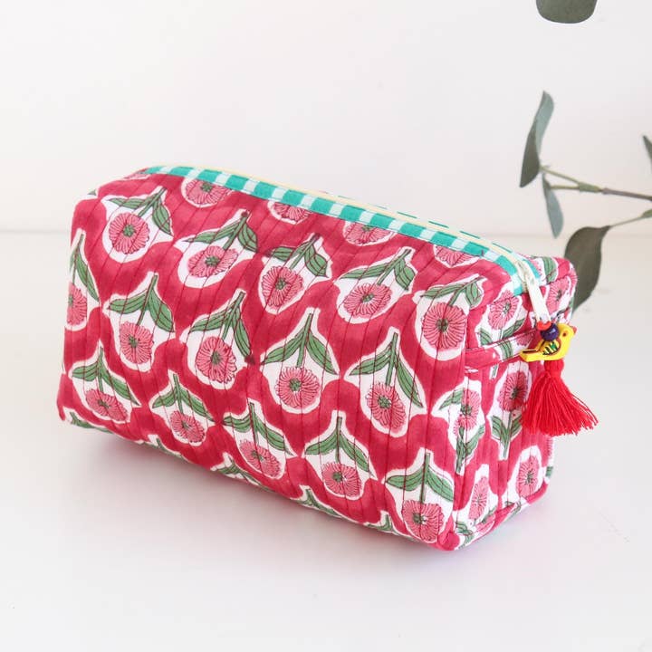 Bolsa de Viaje para Cosméticos Acolchada con Motivo Floral #4 para venta al por mayor de TerraWeaveHome