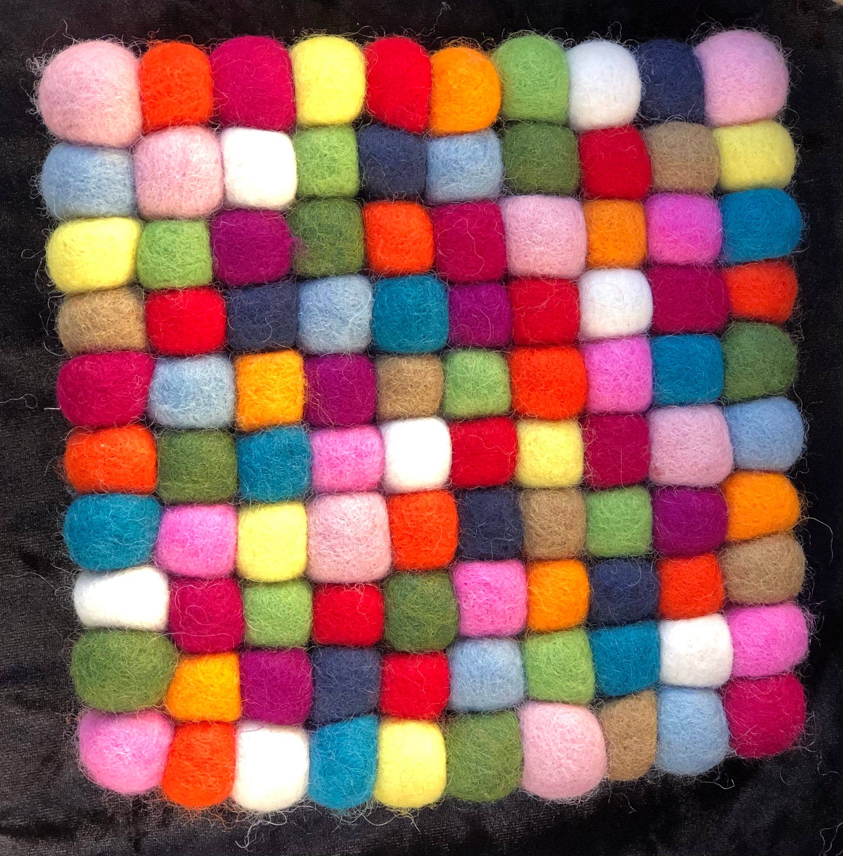 Funky Yak Ltd - Wholesale Trivet - Handmade Felt Pom Pom Trivet/hotpad1