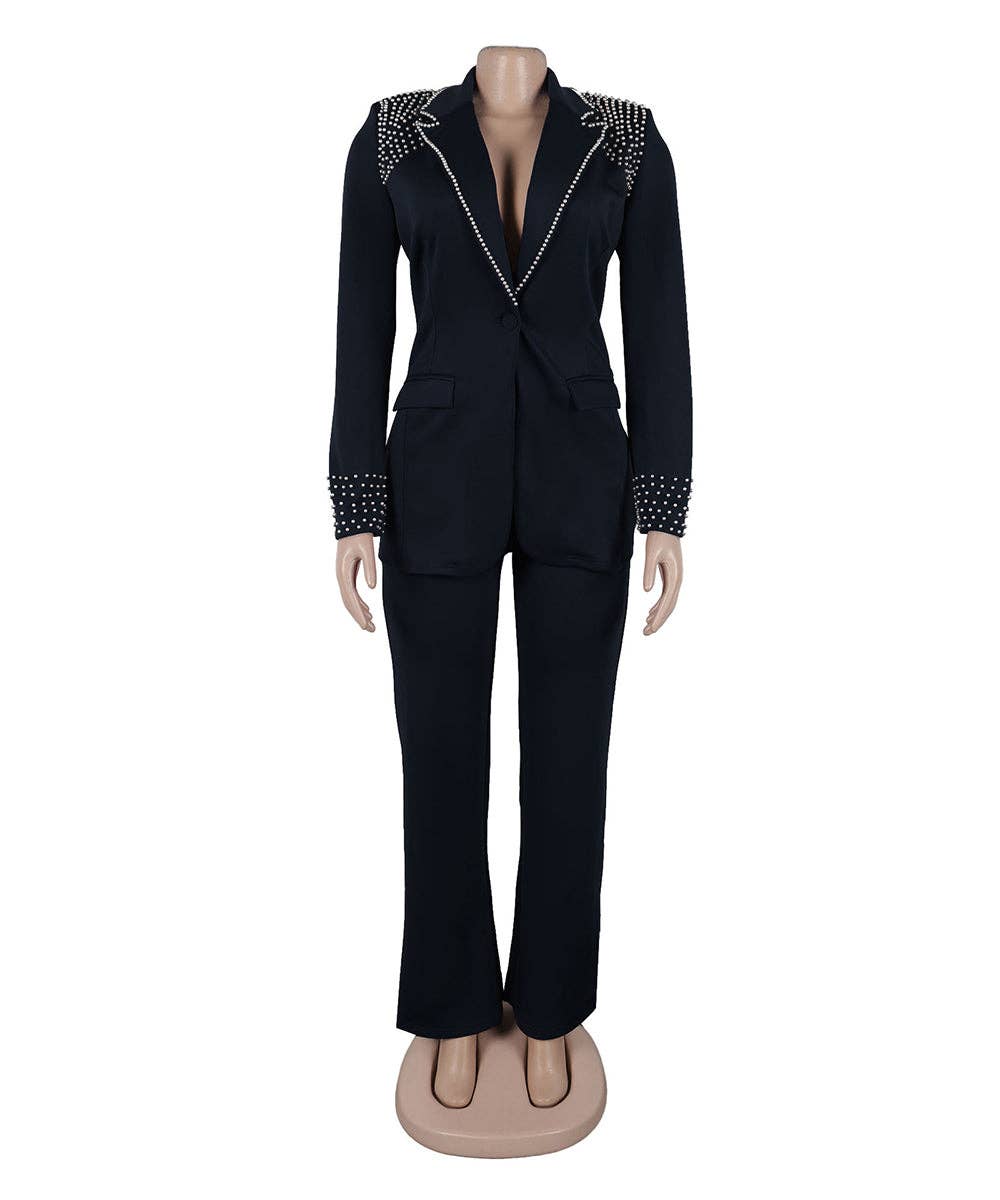 Aria Romance - Wholesale Suit Pants - Women's - Slim Fit Long Sleeve Two-Piece Set2