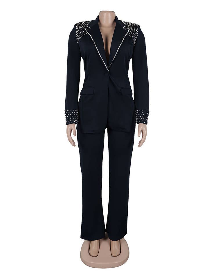 Aria Romance - Wholesale Suit Pants - Women's - Slim Fit Long Sleeve Two-Piece Set2