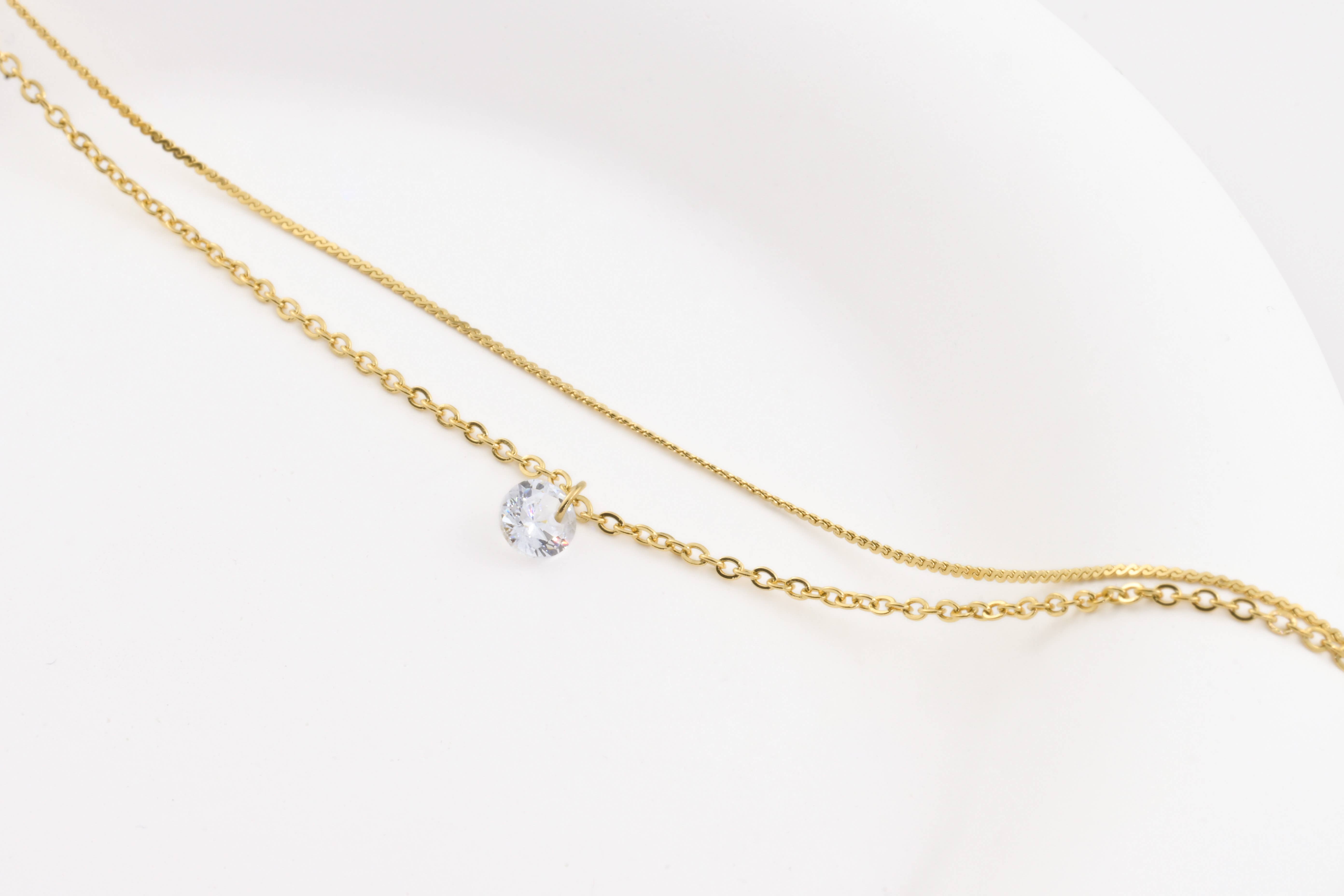 Blueyejewelry - Wholesale Anklet - Dainty CZ Anklet - 18k Gold Diamond Ankle Bracelet - 9