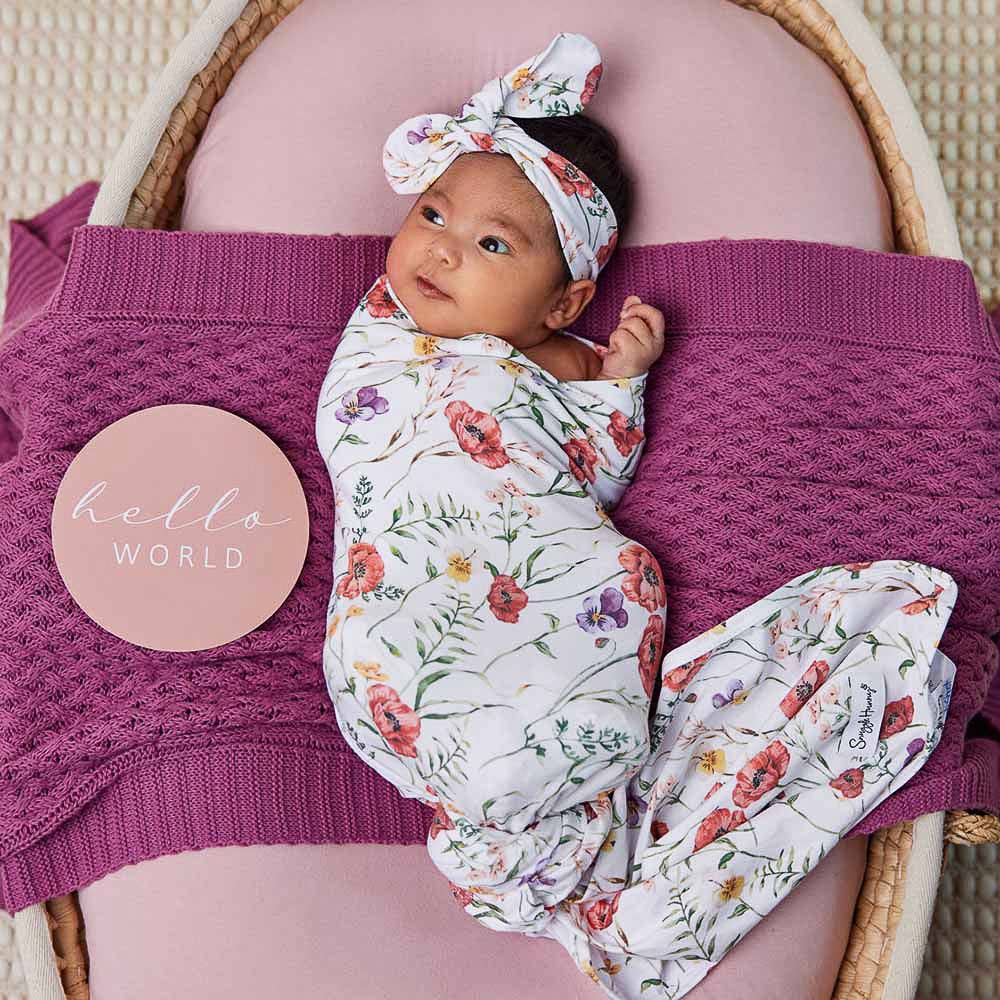 Snuggle Hunny - Wholesale Swaddle Set - Baby - Meadow Organic Jersey Wrap & Topknot Set3