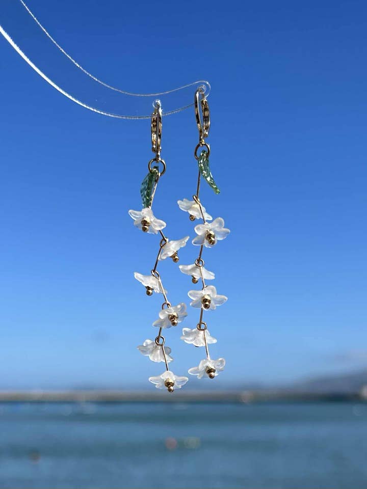 Dainty Lily of the Valley Earrings for wholesale by HolyGuacamolly