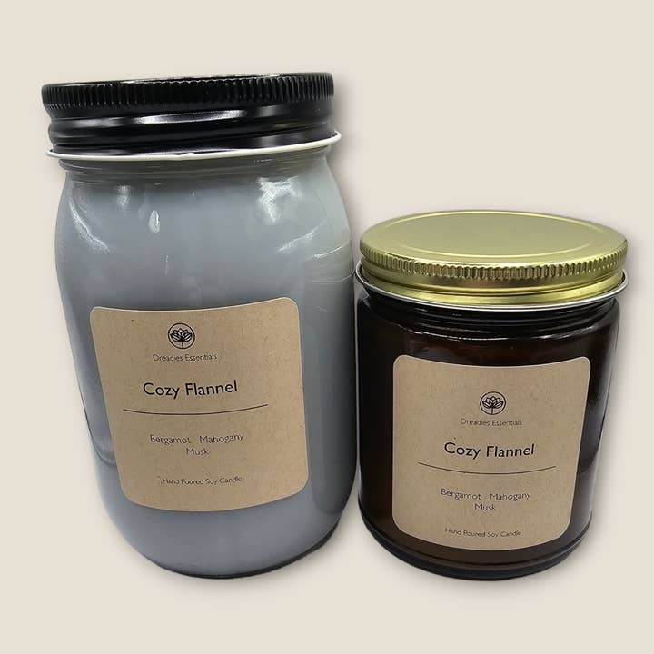 Cozy Flannel Scented Soy Candle for wholesale by DreadiesEssentials