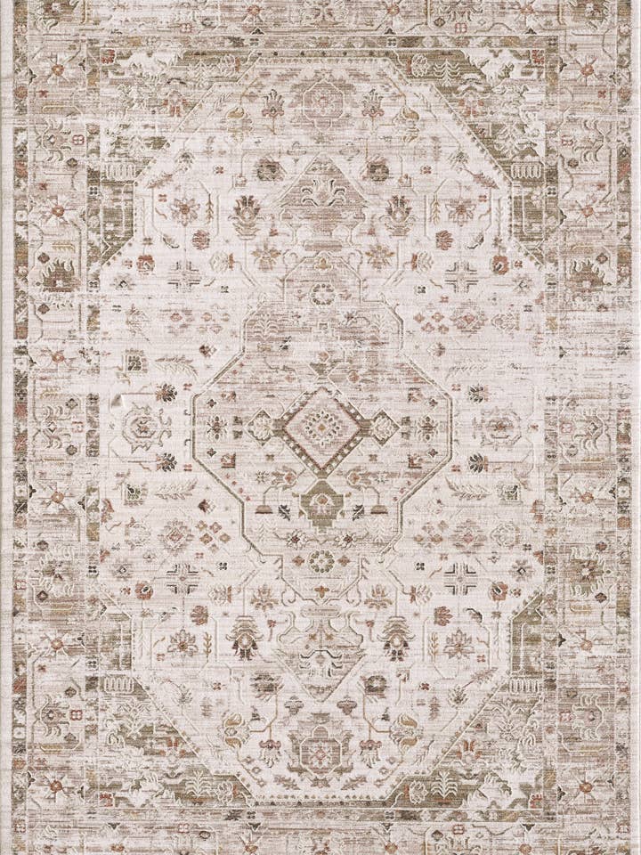 Woodland 7903 Ivory Green Amelia Area Rug for wholesale by KAS Rugs