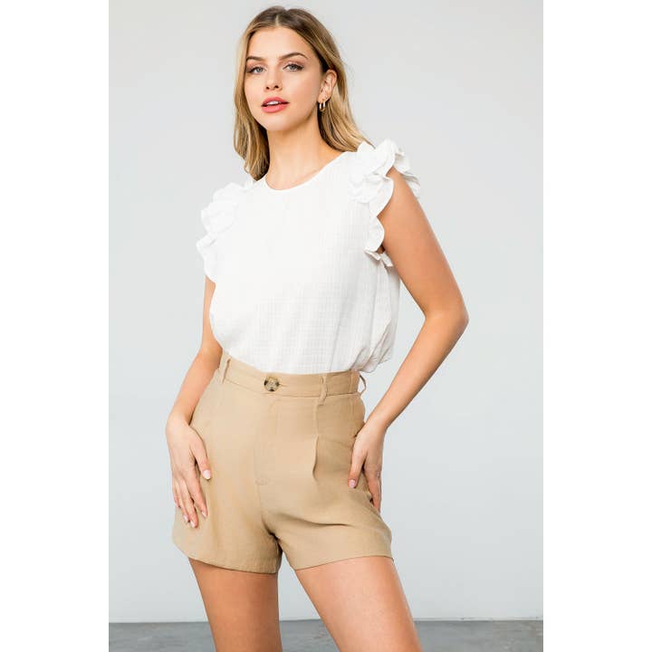 WHITE Ruffle Sleeve Top for wholesale on Faire