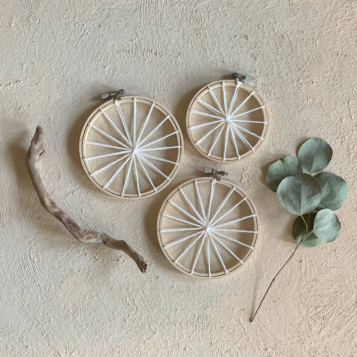 Euca Design - Wholesale DIY Craft Kit - Set of Two 5” Warped Hoops, One 4” Warped Hoop for Weaving