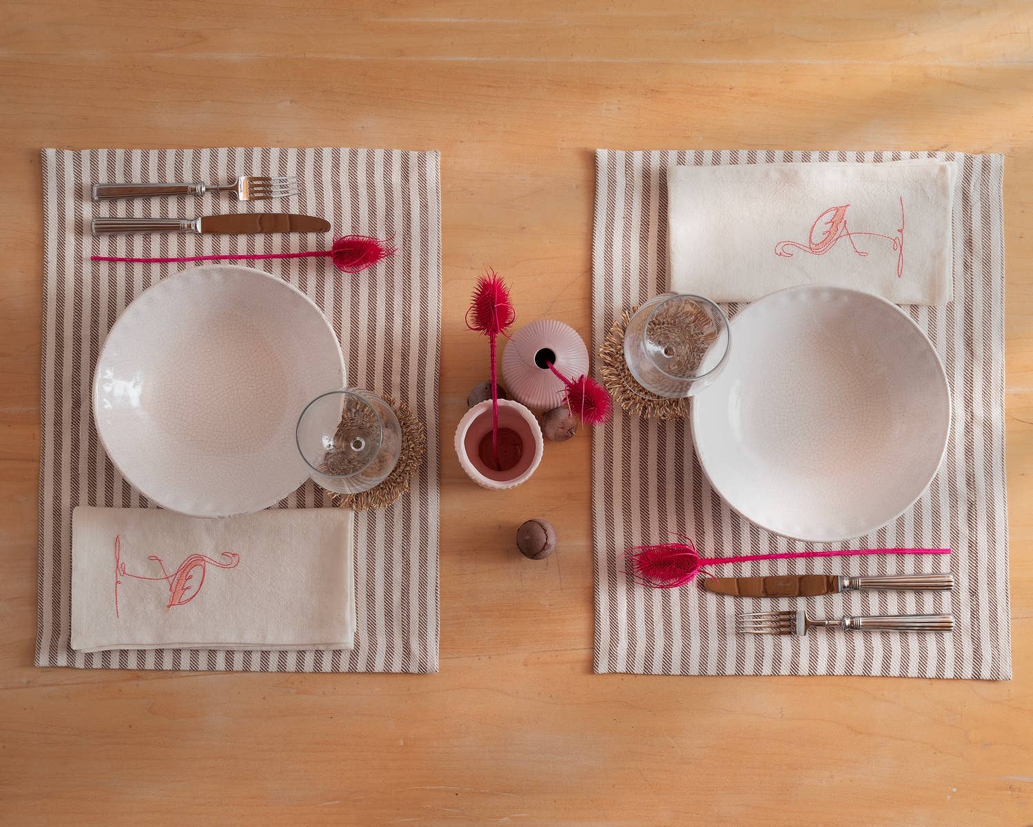 BUSATTI - Wholesale Dinner & Cloth Napkin - ITALIAN GARDEN - Set of 2 embroidered napkins15