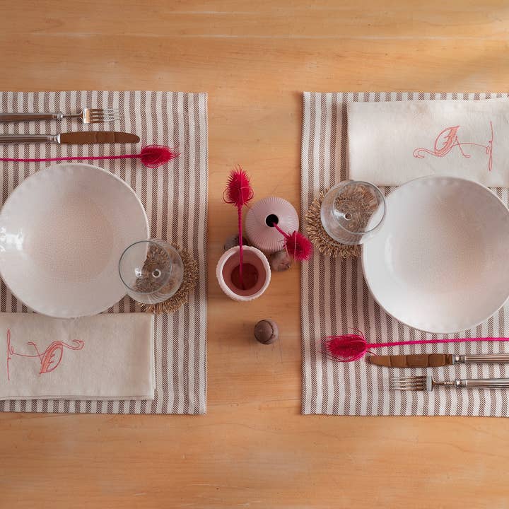 BUSATTI - Wholesale Dinner & Cloth Napkin - ITALIAN GARDEN - Set of 2 embroidered napkins15