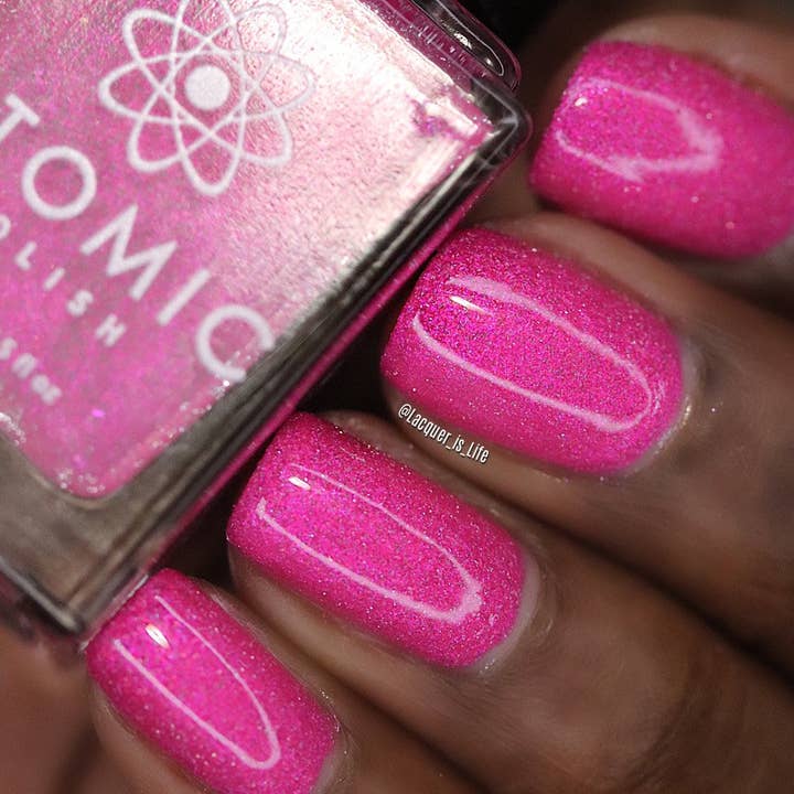 Atomic Polish - Wholesale Nail Polish - Glucose Pink Nail Polish with Silver Glitter1