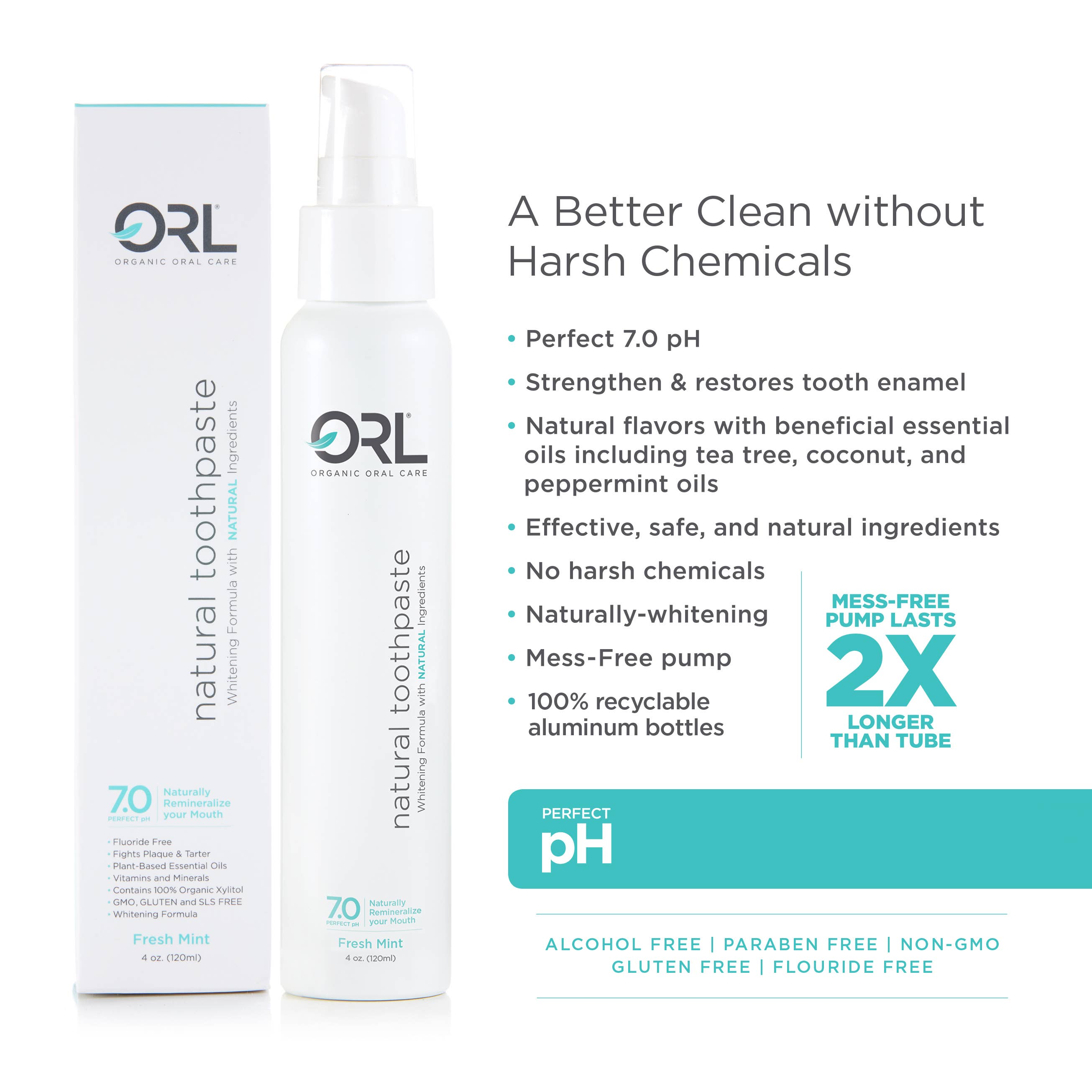 O R L - Organic & Natural Oral Care - Wholesale Toothpaste - ORL Fresh Mint Toothpaste (120 ml / 4 oz.)6