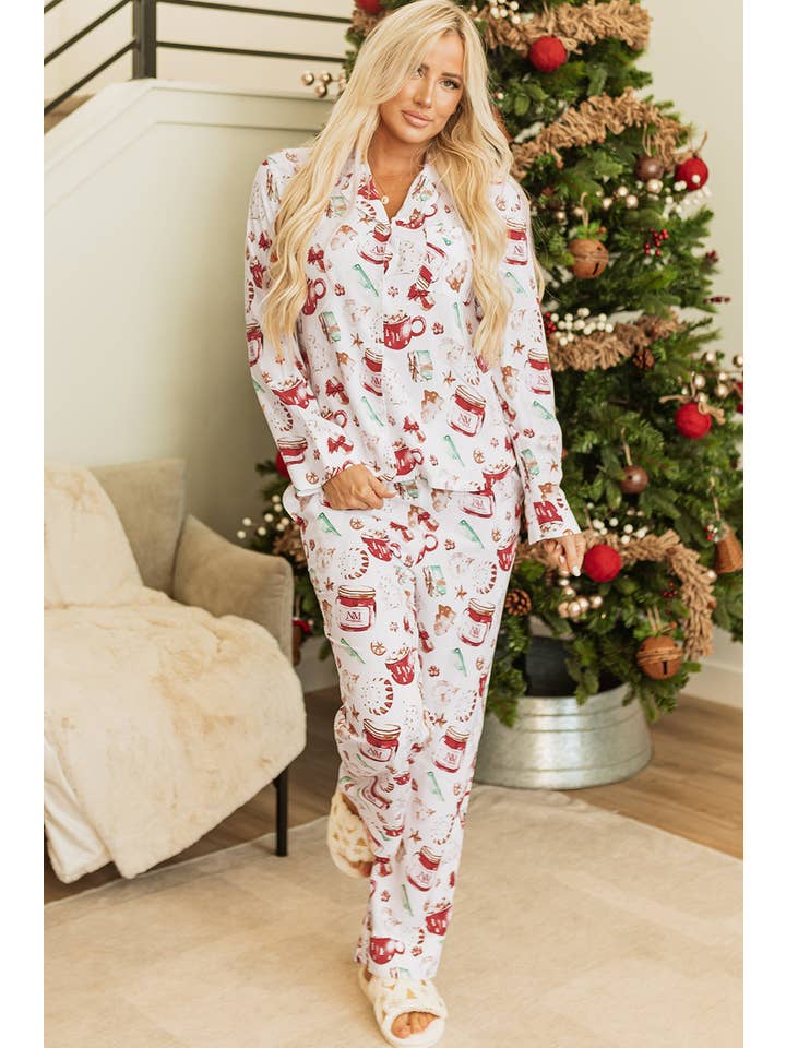 White Christmas Shirt and Pants Pajama Set for wholesale on Faire4