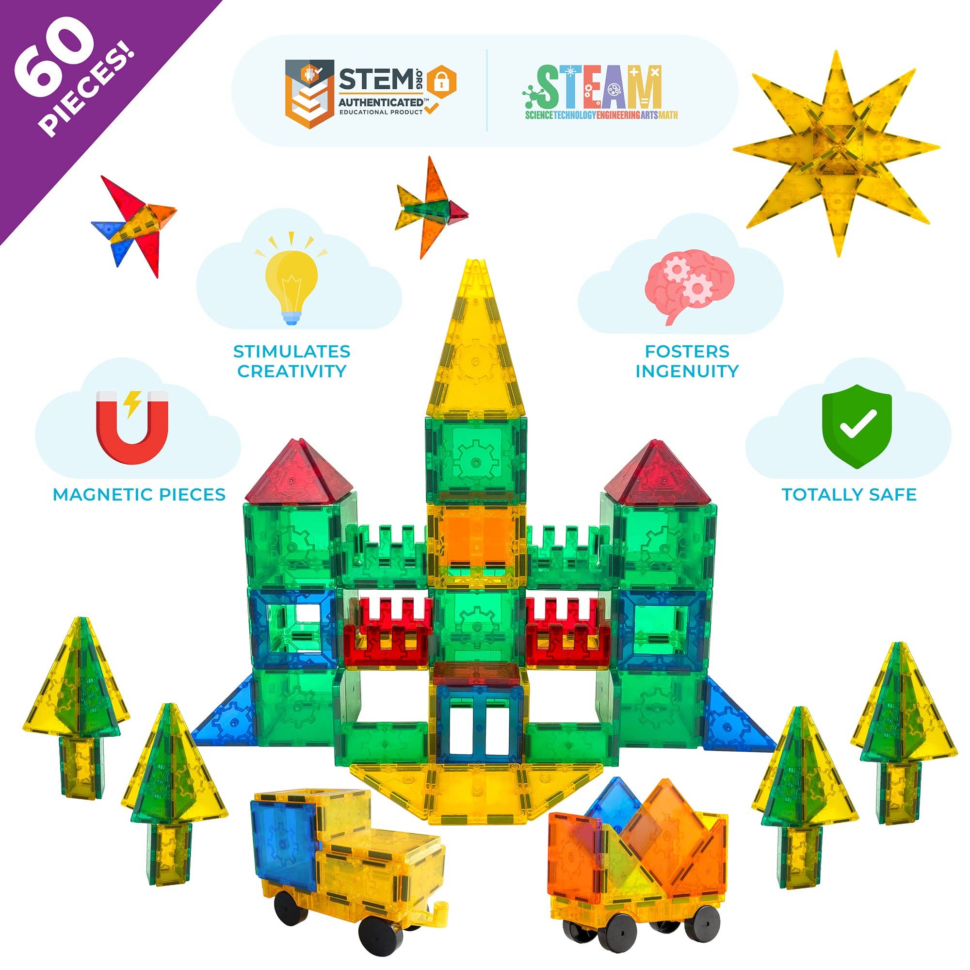 REMOVED BRAND - Wholesale Building Set - Kids - Tytan® Magnetic Tile Building Set – 60-Piece7