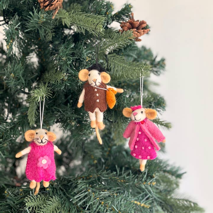 Ganapati - Wholesale Ornament - Felt Mouse Family Christmas Ornament