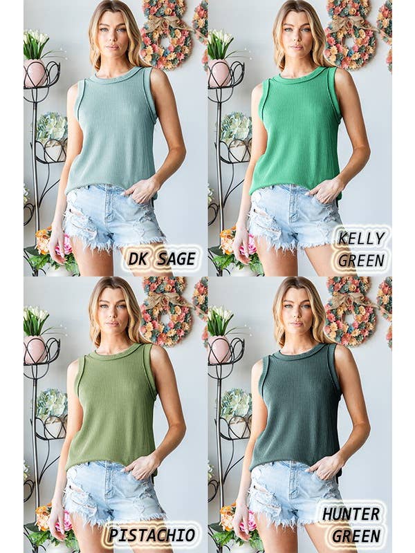 HEIMISH - Wholesale Tank Top - Women's - ET7276-11 SLEEVELESS SOLID URBAN RIBBED TOP