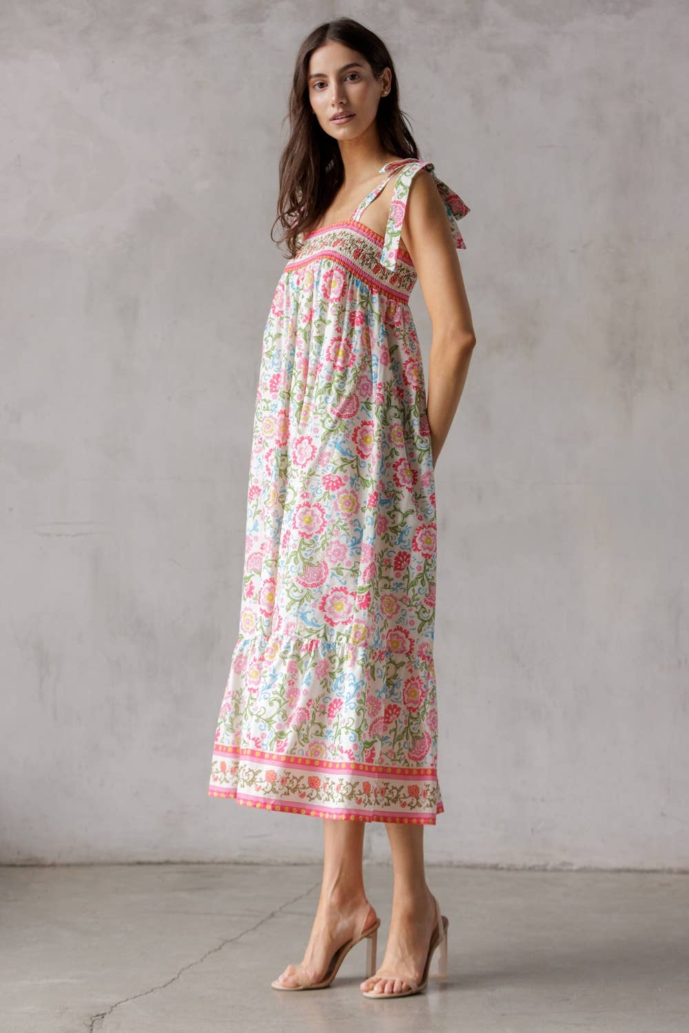 STORIA - Wholesale Dress - Women's - SJD7582 - MULTI FLORAL TIE MIDI DRESS13