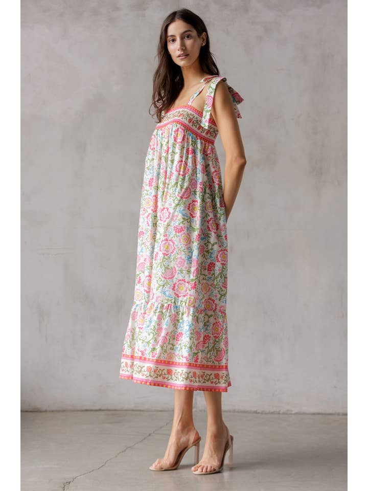 STORIA - Wholesale Dress - Women's - SJD7582 - MULTI FLORAL TIE MIDI DRESS13