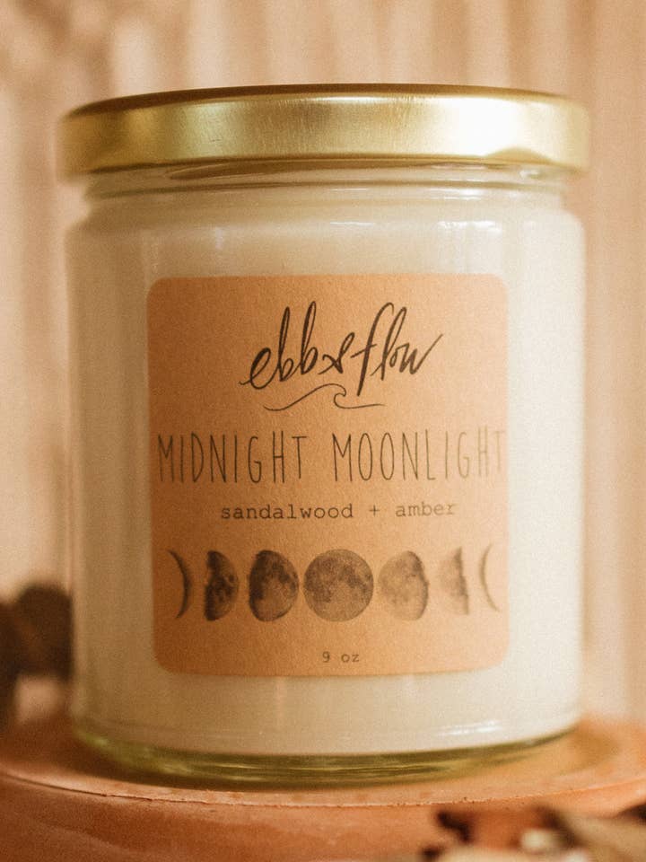 Candela di Mezzanotte al Chiaro di Luna - Ambra x Sandalo - Soia Naturale per la vendita all'ingrosso da parte di Ebb & Flow