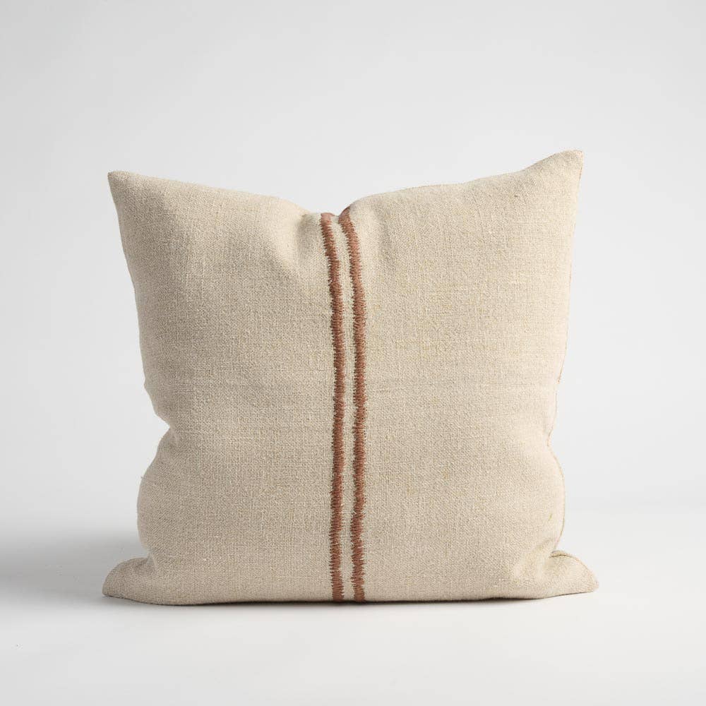 Natural Chocolate Orion Linen Cushion Cover - Natural/Chocolate for wholesale on Faire