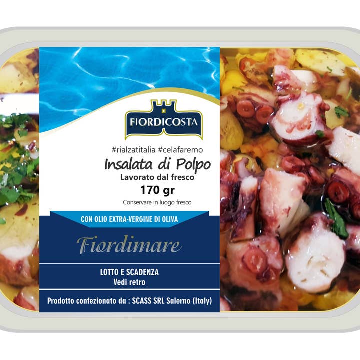 Octopus salad 200 gr for wholesale by Fiordicosta