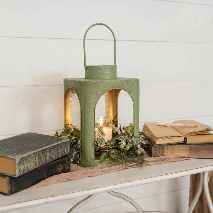 12" GRÖN & GULD LYKTA för wholesale av Ragon House