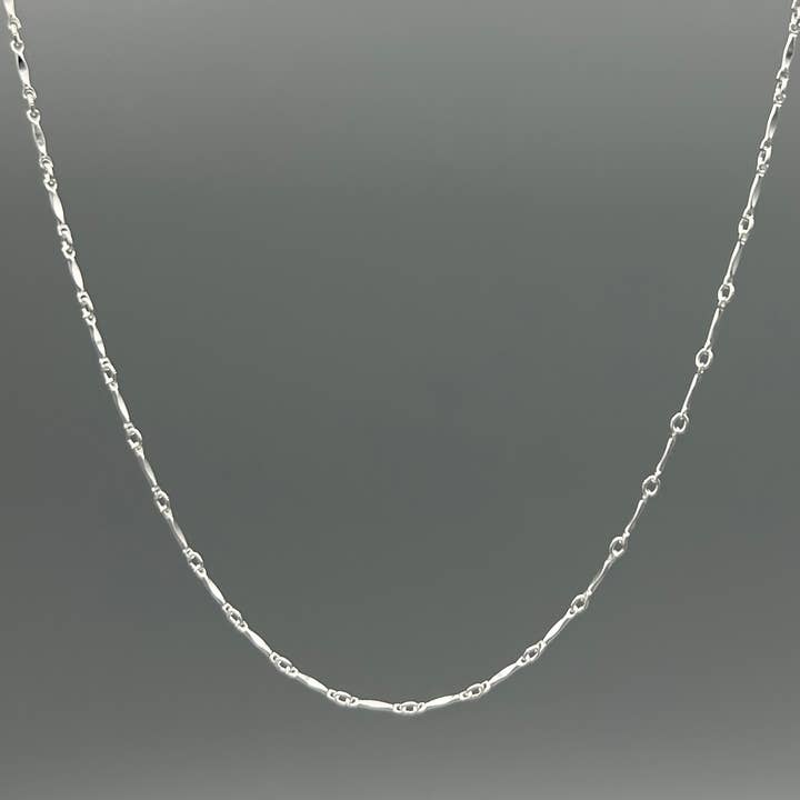 Something Silver - Wholesale Link & Chain Necklace - Silver Marquise Bar Link Necklace