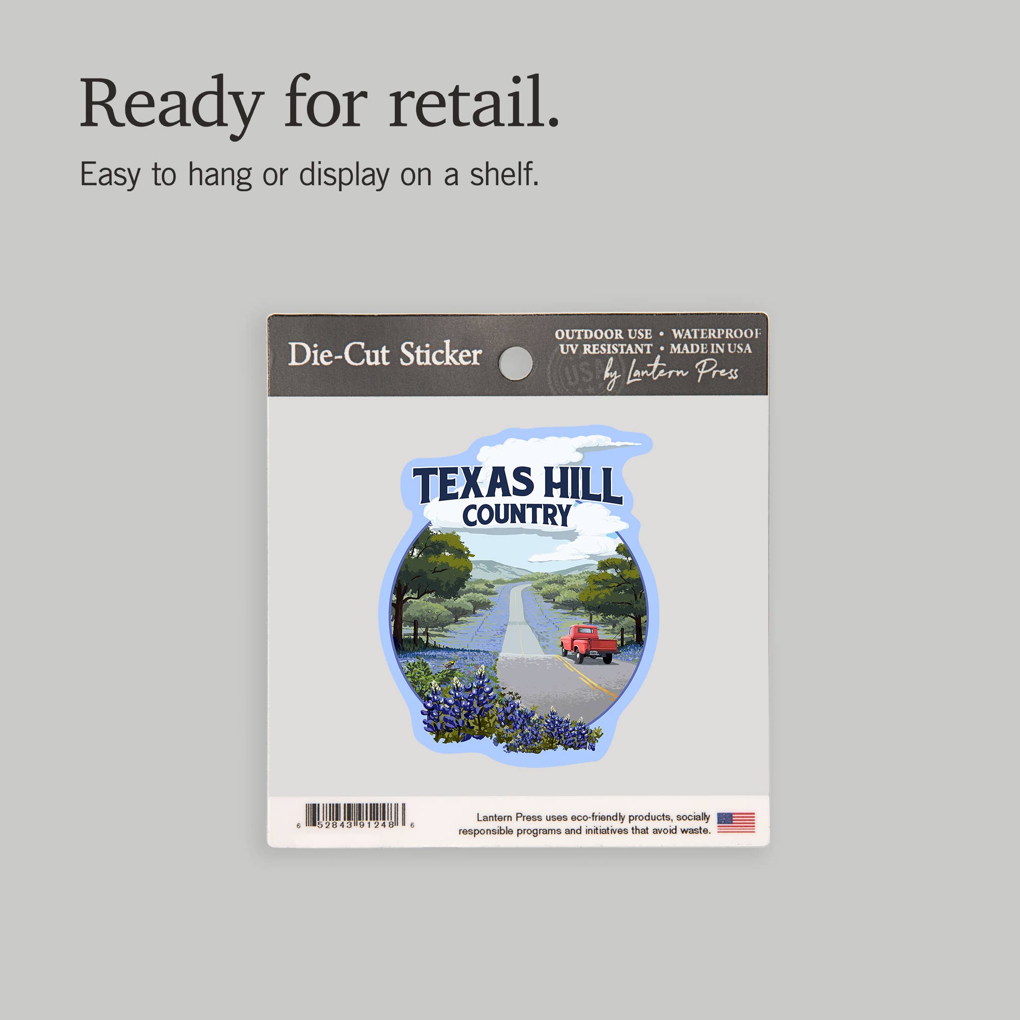 Lantern Press - Venta al por mayor Pegatina - PEGATINAS Texas Hill Country, Texas, Bluebonnets13