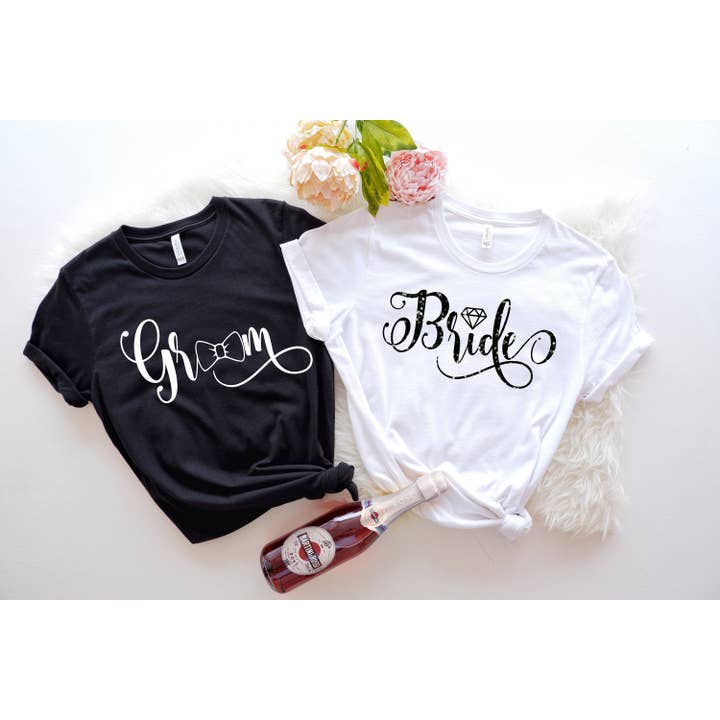 PrimestoreUS - Venta al por mayor Camiseta serigrafiada - Mujer - Camisas de novia y novio, camisas de fiesta de boda, camisa de recién casados, camisa a juego para pareja, camisa de novia, camisa de señor señora, camiseta de recién casados