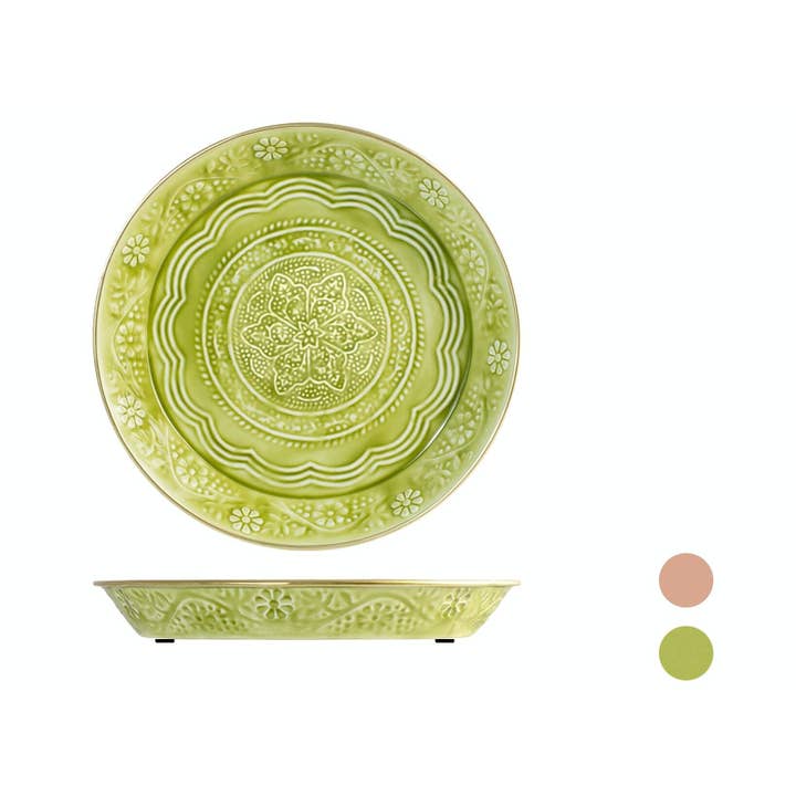 Rundes Tablett Indian Summer aus geprägtem Metall, Ø 30 cm, verschiedene Farben für den Großhandel von H&H