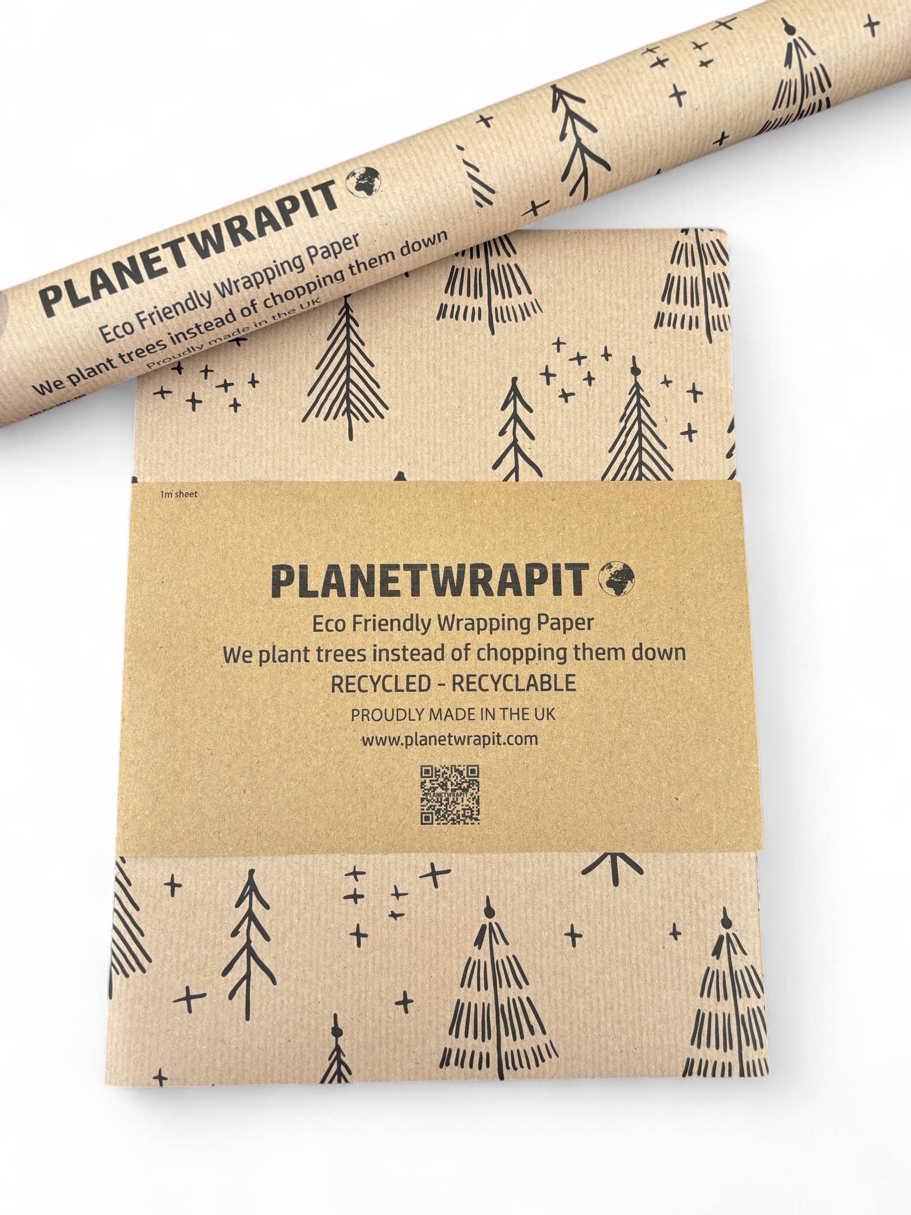 PlanetWrapIt - Wholesale Wrapping Paper Roll - Black Christmas Trees Recycled Kraft Gift Wrapping Paper 11