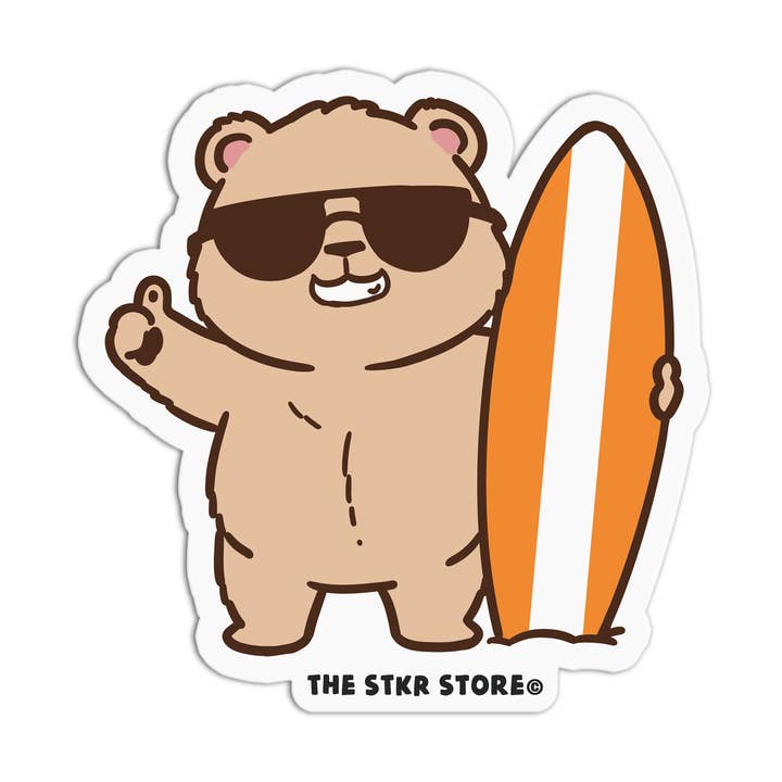 Surfer Bro - Summer Bear Textured Stickers for wholesale by the stkr store