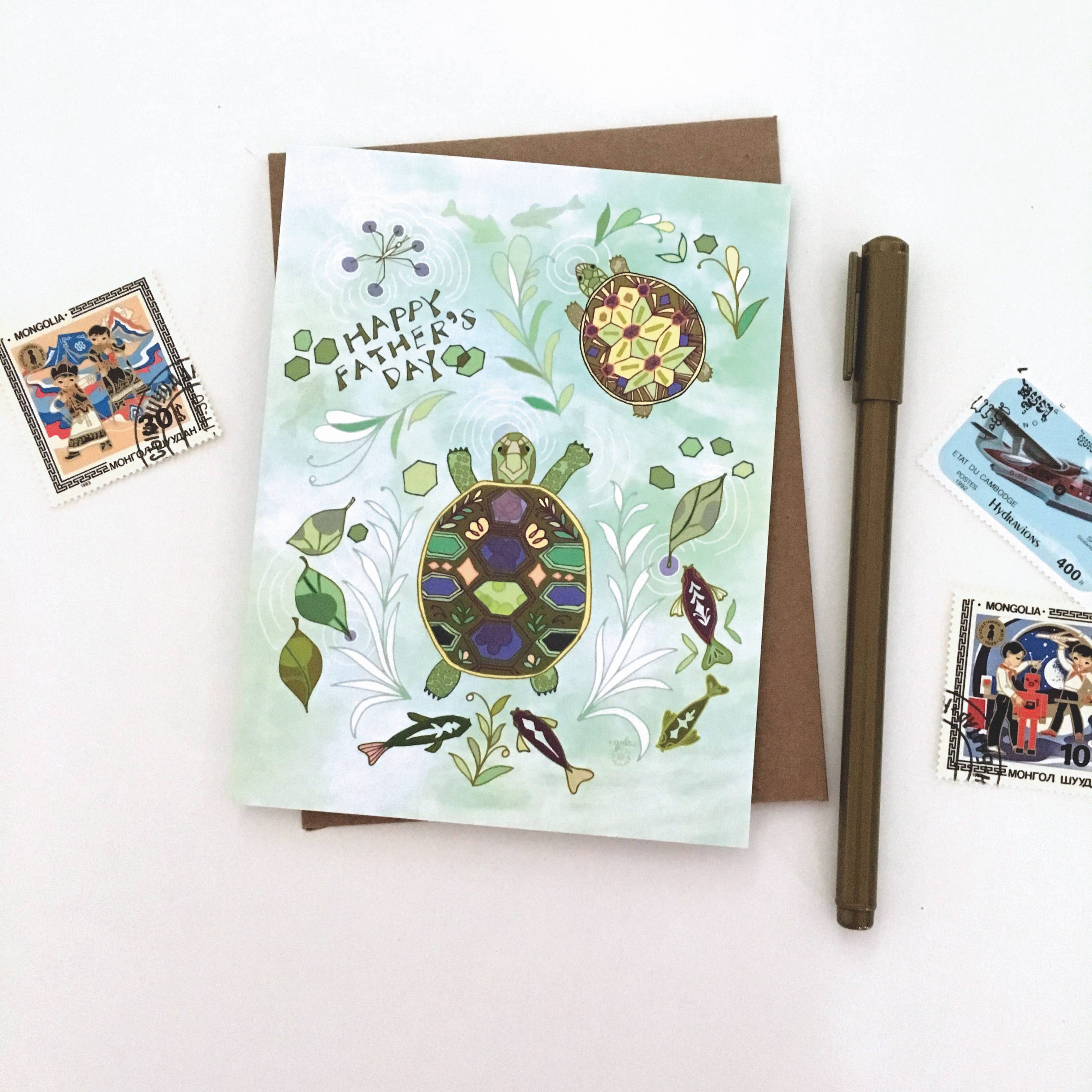 Cynla - Wholesale Father's Day Card - Father's Day Turtle Pond Card - dad card, fathers day card3