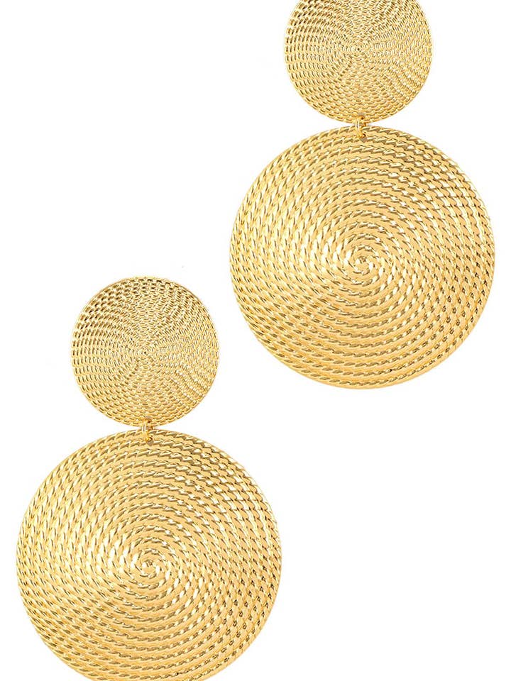 PENDIENTE DE TUERCA CON TEXTURA CIRCULAR DE METAL KE4308- para venta al por mayor de anbfashion