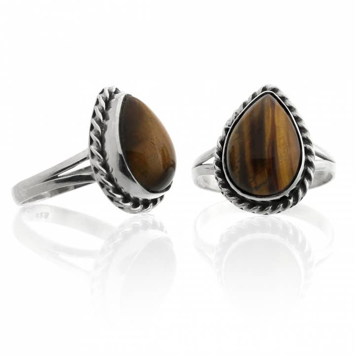 925 Silver Ring With Tiger Eye Drop - Liana for wholesale by UniArt