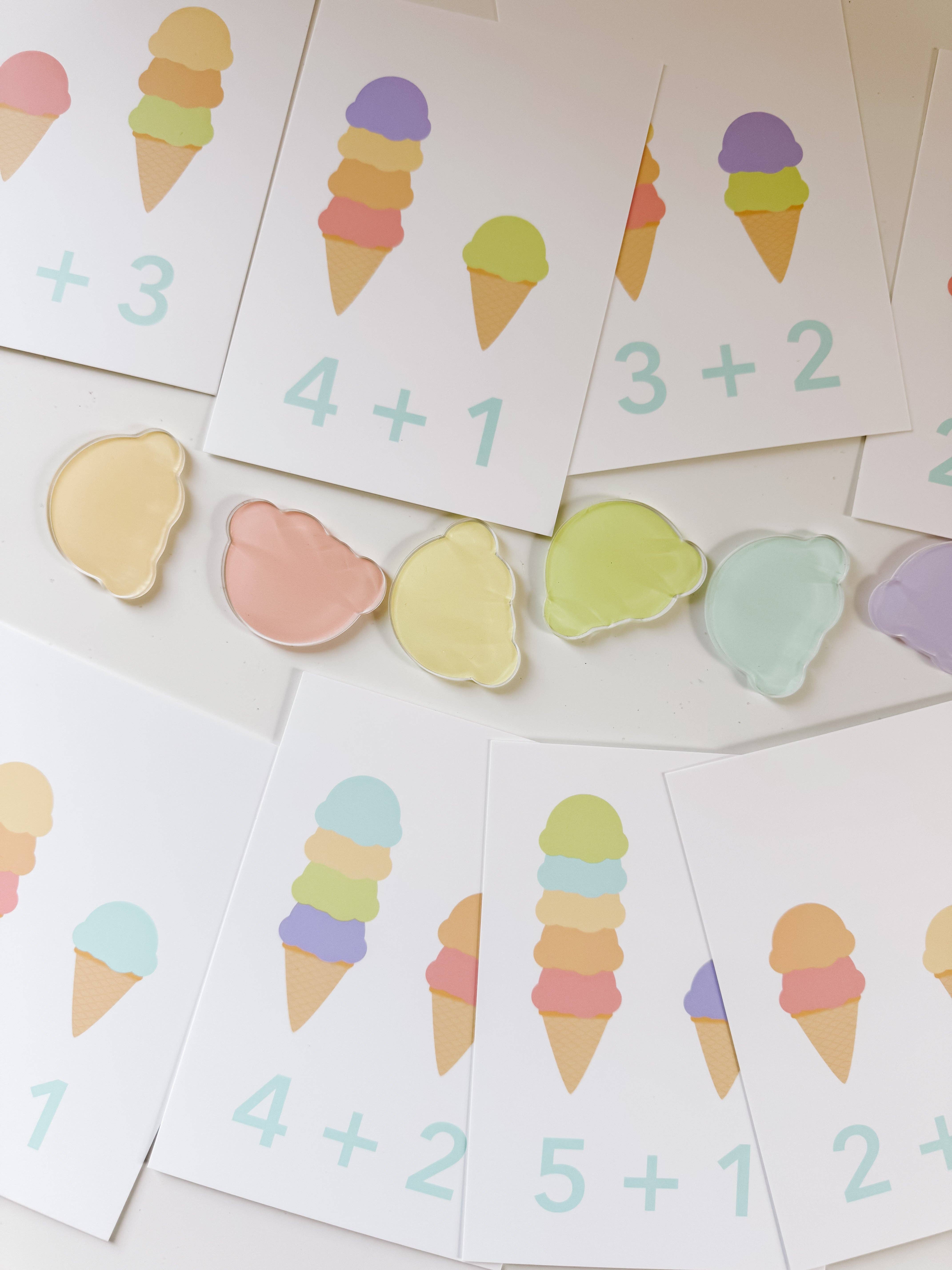 GoodnightFox - Vente Cartes d'apprentissage – enfant et bébé - Kit sensoriel de mathématiques avec crème glacée3