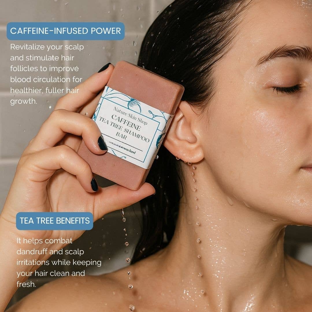 Nature Skin Shop LLC - Vente Disques de shampoing/shampoings solides - Shampoing Solide à la Caféine & Arbre à Thé - Pour la Santé du Cuir Chevelu & le Volume4