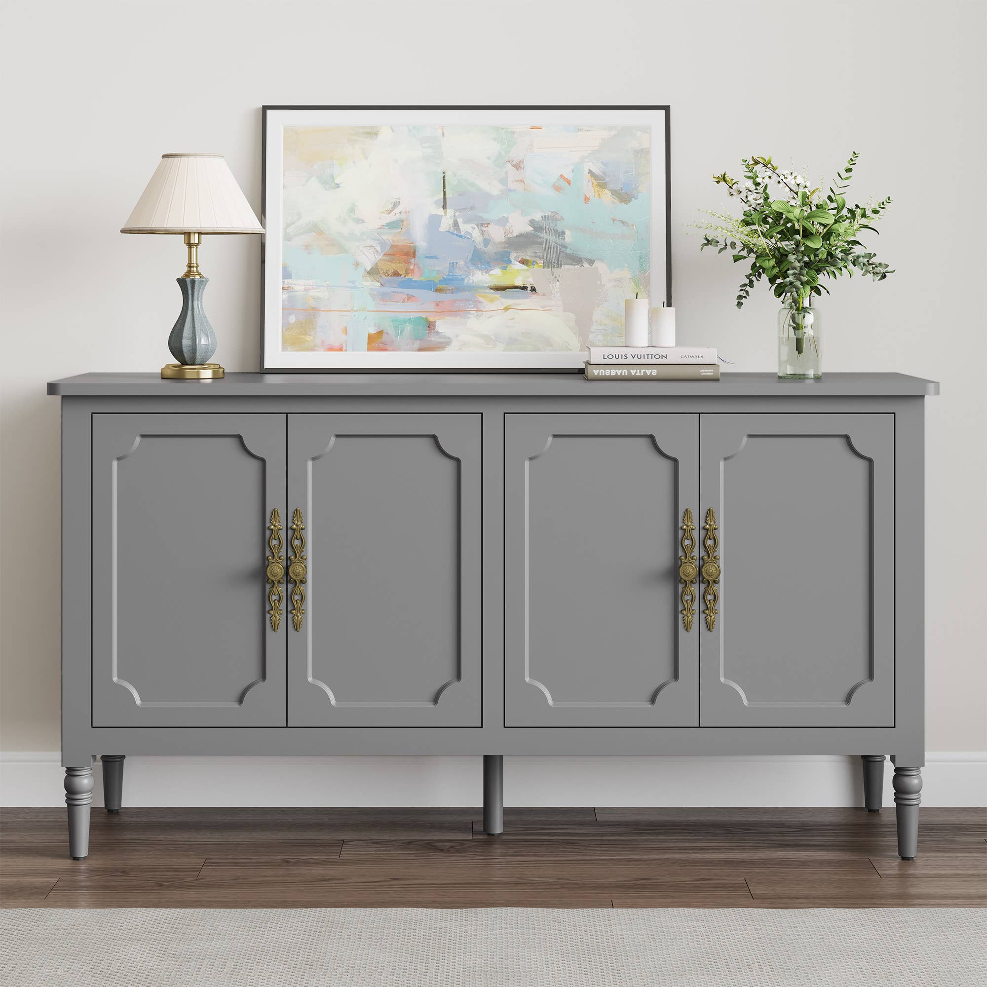 Heynemo - Wholesale Cabinet - Console Cabinet, 47'' Mid Century Modern Pantry Cabinet0