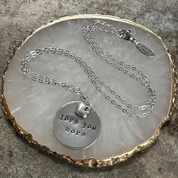 Love You More - Collier estampé à la main pour la vente par Seize The Night Designs