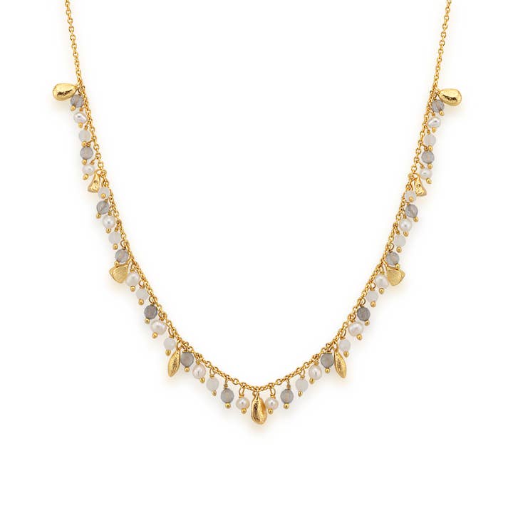 AJS Design Studio - Wholesale Link & Chain Necklace - Pearl and labradorite cluster necklace1