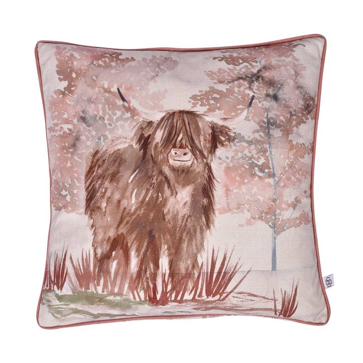UW Home - Wholesale Throw/Decorative Pillow - Hanson Highland Cow Cushion Cover by D & D in Terracotta0