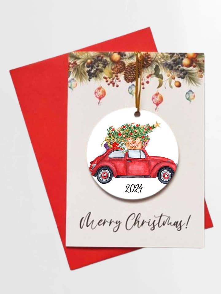 Kerstbal met Beetle & Tree 2024 + AFNEEMBARE KERSTBAL voor wholesale door Homemade Hollydays Wholesale